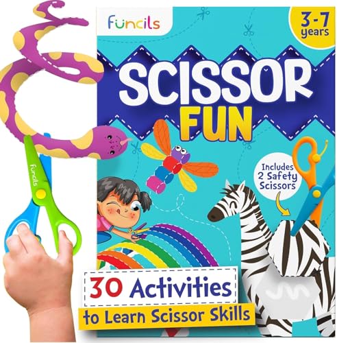 Funcils Toddler Scissor Skills - Art Supplies & Crafts Kit for Kids, Safety Scissors, Fine Motor Toys, Montessori Gifts for Boys & Girls Ages 3, 4, 5, 6, 7 Year Old, Preschool Learning Activity Books - Image 1
