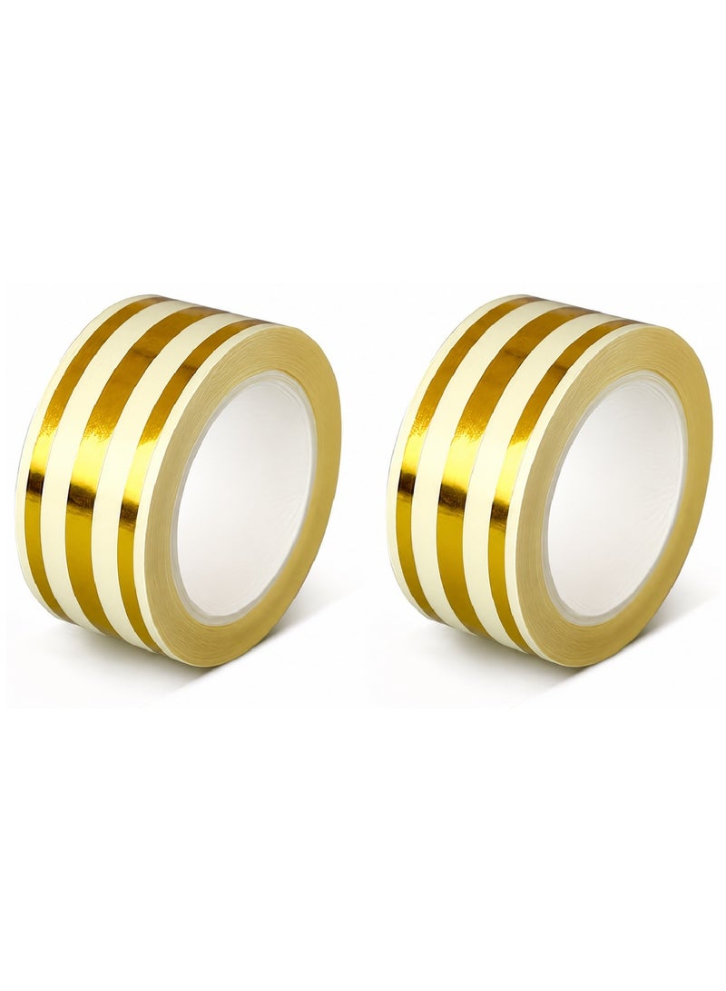 MOBM Stripe Decorative Waterproof Sealing Tape 2.5CM x 5M for Kitchen Bathroom Wall Edge and Tile Gap 2PCS Gold - Image 1