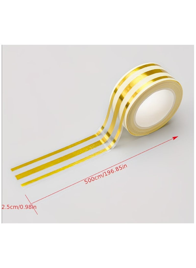 MOBM Stripe Decorative Waterproof Sealing Tape 2.5CM x 5M for Kitchen Bathroom Wall Edge and Tile Gap 2PCS Gold - Image 2