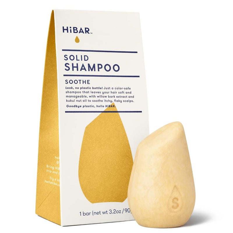 HIBAR  Soothe Shampoo Bar  For Dry Itchy Flaky Scalps  Improves Scalp Health  With Willow Bark Extract  Salicylic Acid  PlasticFree  Soap Paraben  SulfateFree  Color Safe  1 Solid Bar