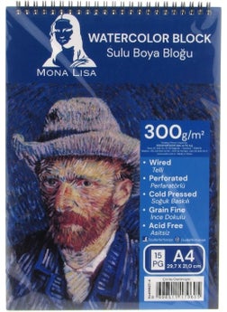 Mona Lisa Watercolour Block Notebook 300GR A4 Size 15 Pages 