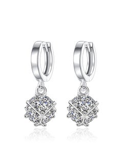 Generic 925 Sterling Silver Cube Six Zircon Studded Earrings  - Image 1