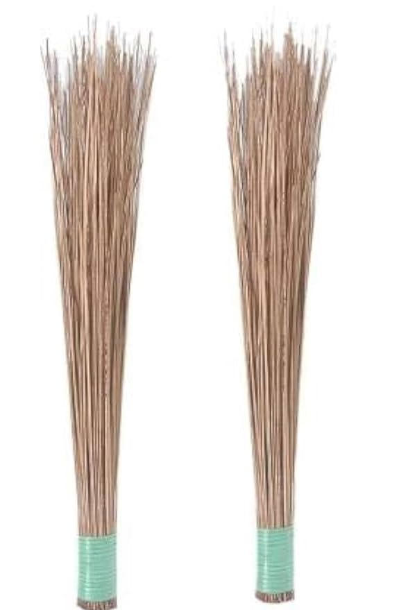 Awadh Wet FloorOutdoor Cleaning Natural and Pure Bamboo Seek Coconut JhaduBrooms Pack of 2 Bamboo Wet and Dry Broom Brown 2 Units - Image 2