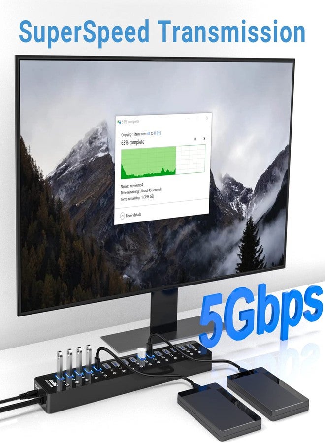 atolla Power USB Hub 3.0, atolla 16 Port USB Splitter with 12V/6A Power Adapter and Individual Switches, High-Speed Data Transfer for Laptop, PC, Mac, and More Devices - Image 4