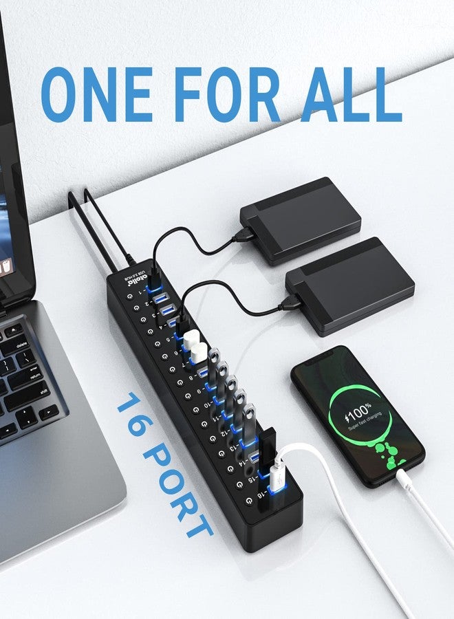 atolla Power USB Hub 3.0, atolla 16 Port USB Splitter with 12V/6A Power Adapter and Individual Switches, High-Speed Data Transfer for Laptop, PC, Mac, and More Devices - Image 3