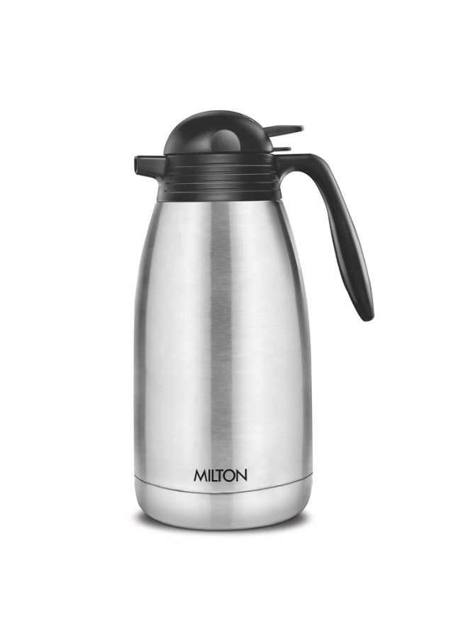 Milton Carafe 2 Litre (2000 ml) Stainless Steel Flask - Double-Walled Vacuum Insulated to Keep Drinks Hot or Cold for Long Hours, Leak-Proof, Rust-Free,  Ideal for Tea & Coffee – Silver - Image 1