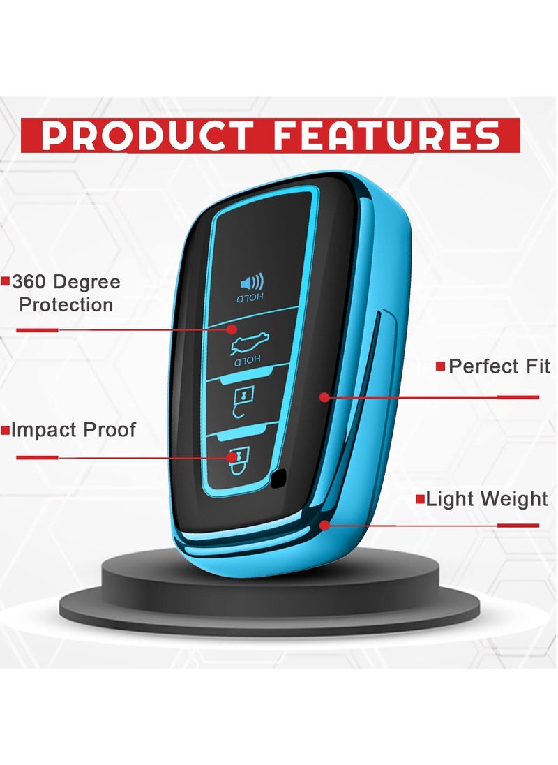 TOYOTA - Toyota Camry 2023 4 Button Remote Key Fob Case TPU Car Key Case 1 Pcs Car Key Fob Cover Blue - Image 1