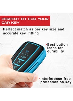 TOYOTA Toyota Camry 2023 4 Button Remote Key Fob Case TPU Car Key Case 1 Pcs Car Key Fob Cover Blue  - Image 4