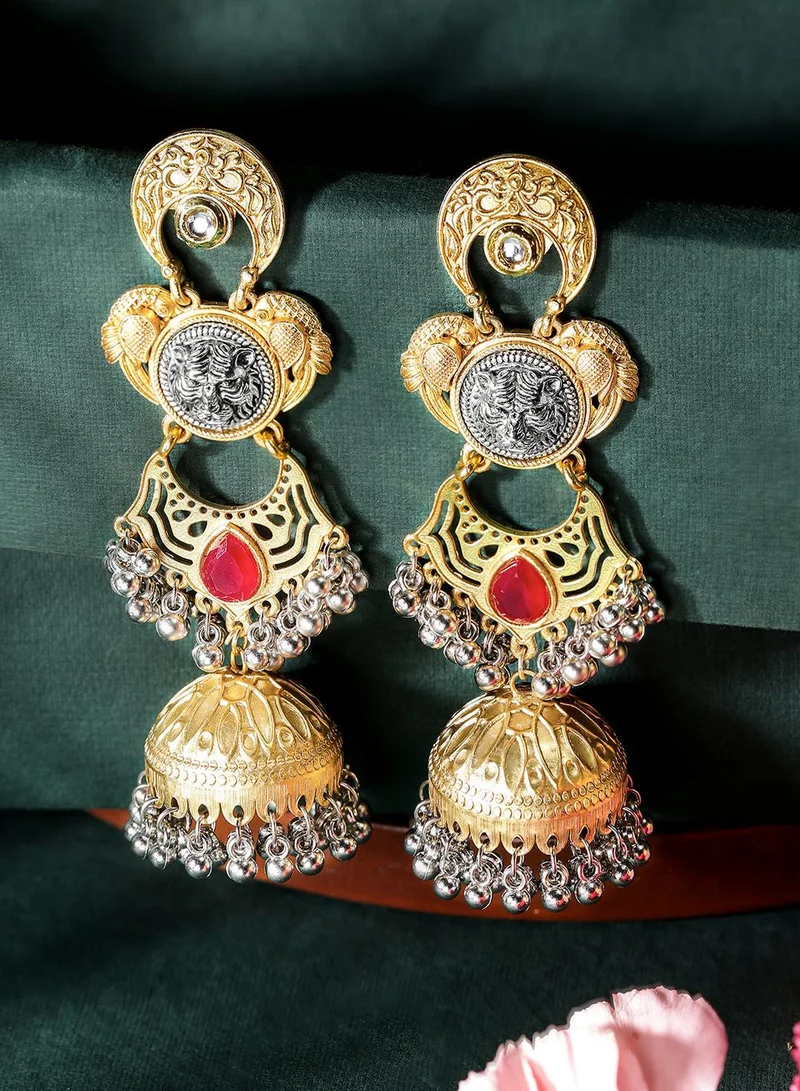 آي شين Pink Colour Warm Metallic Plated Jhumka Earring
