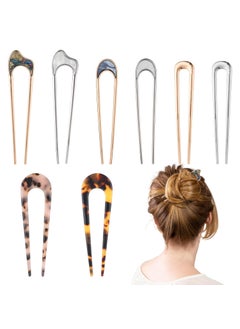 cobee 8 Pcs UShaped Hairpin French Hairpin Cellulose Acetate 2Pronged Hairpin Bun Hairpin For Thick Hair Decorative Hairpin Hairpin For Styling Hairpin Accessories For Women