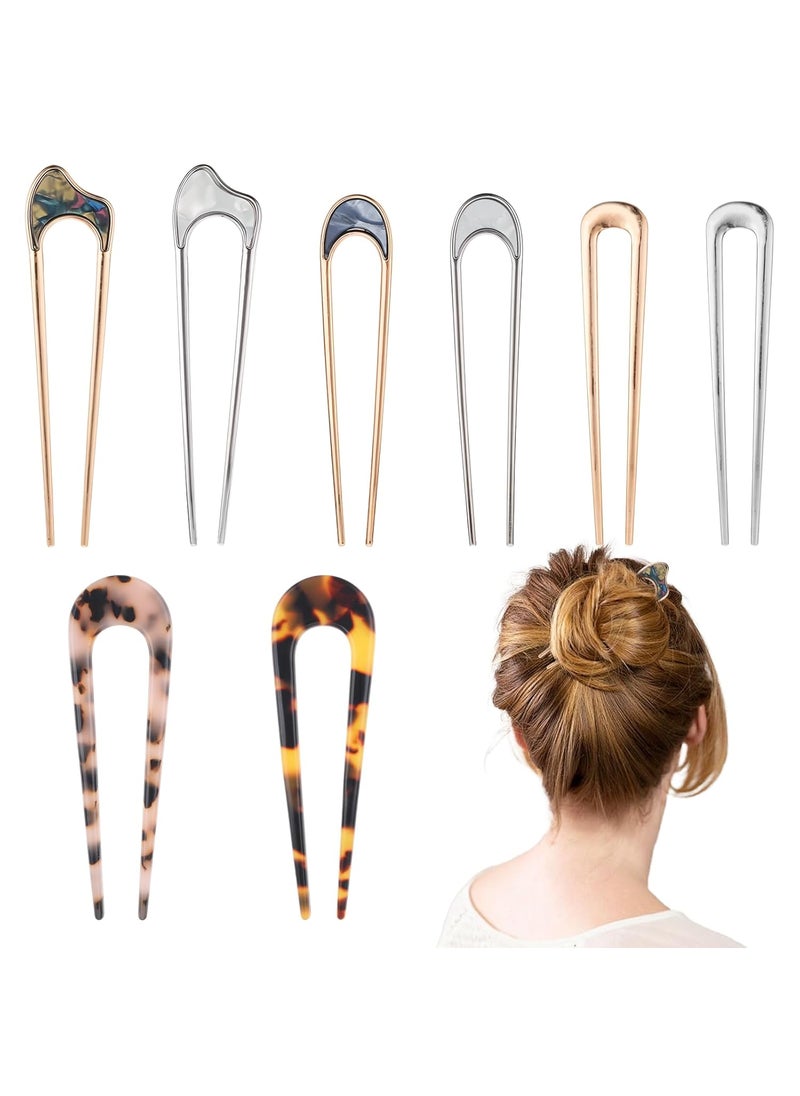 COBEE - cobee 8 Pcs UShaped Hairpin French Hairpin Cellulose Acetate 2Pronged Hairpin Bun Hairpin For Thick Hair Decorative Hairpin Hairpin For Styling Hairpin Accessories For Women - Image 1