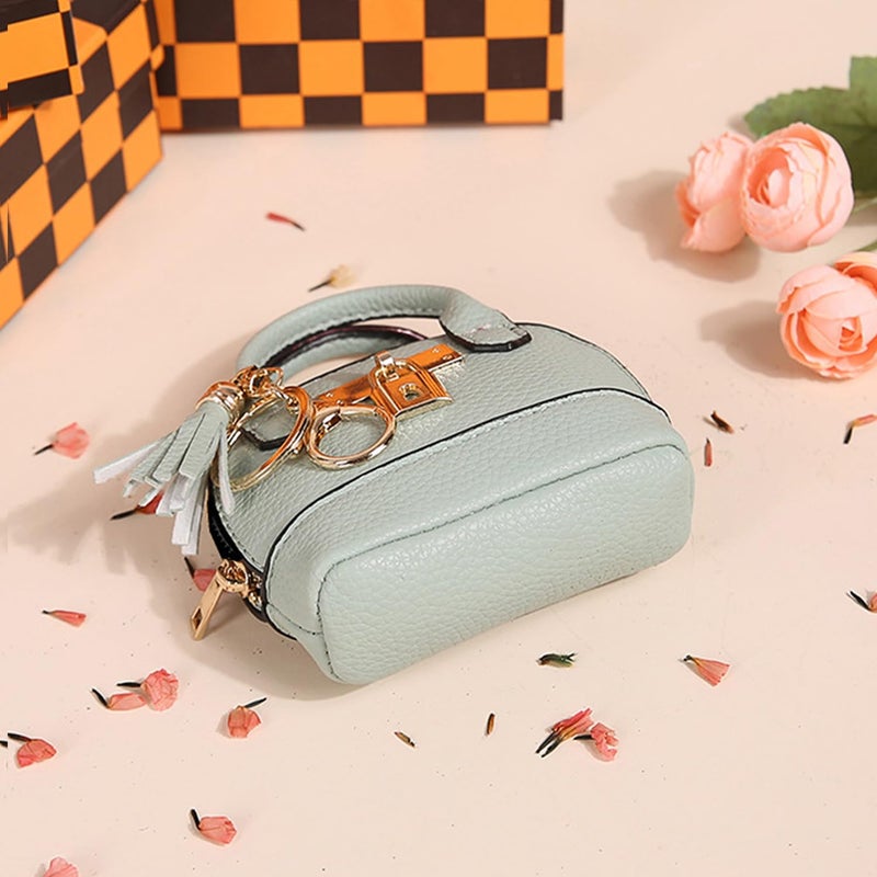 Zitokin Mini Tote Purse Keychain, Cute Tote Bag Coin Purse, Mini Backpack Keychain Wallet PU Leather (Rose) - Image 4