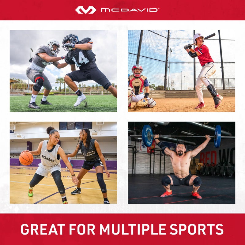 McDavid Hex Knee Compression Sleeves, Pull-On Padded Protection, Moisture Wicking (1 Pair), Black, ADULT- Small - Image 4