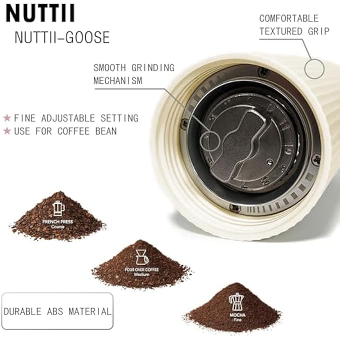 AOOEDDI Nuttii Manual Coffee Grinder Cnc Stainless Steel Conical Burrs Internal Adjustable Settings For Even Grinding Series Handheld Grinder Suitable For Gifts - Image 2