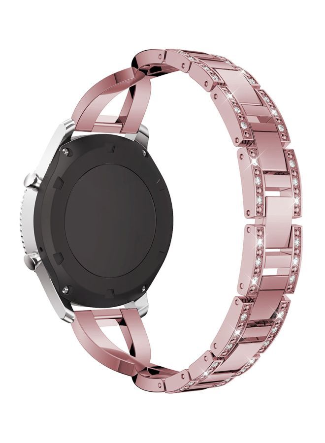 NIBEMINENT Diamond Studded Stainless Steel Wrist Strap For Samsung Gear S3 Pink - Image 3