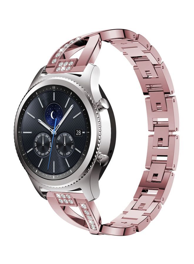 NIBEMINENT Diamond Studded Stainless Steel Wrist Strap For Samsung Gear S3 Pink - Image 2