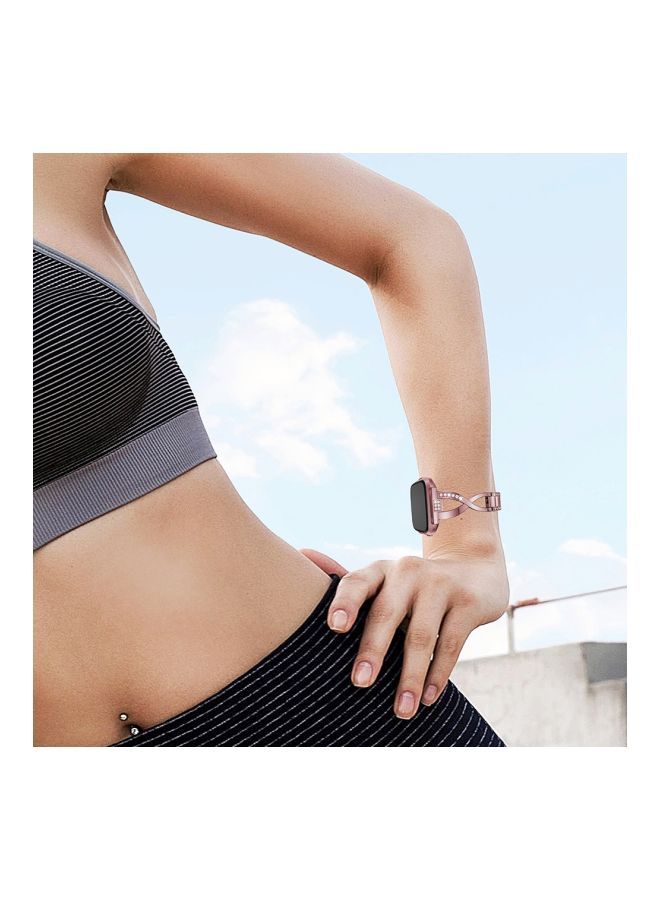 NIBEMINENT Diamond Studded Stainless Steel Wrist Strap For Samsung Gear S3 Pink - Image 5