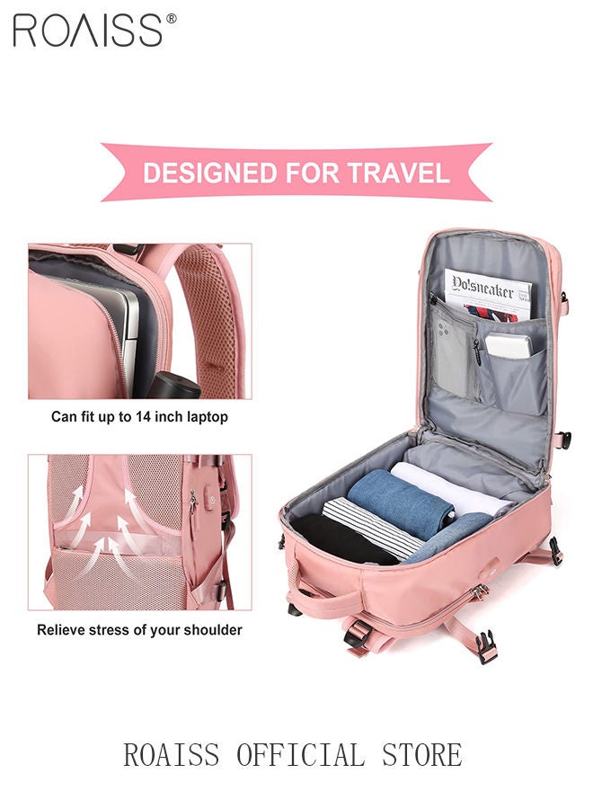 roaiss حقيبة ظهر للسفر للرجال والنساء تحمل على ظهره مع منفذ شحن USB وحجرة أحذية مقاس 15.6 بوصة حقيبة ظهر للكمبيوتر المحمول معتمدة من الطيران حقيبة مدرسية جامعية حقيبة نهارية كاجوال للمشي لمسافات طويلة في عطلة نهاية الأسبوع - Image 2