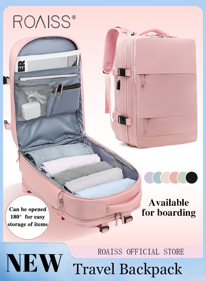 roaiss حقيبة ظهر للسفر للرجال والنساء تحمل على ظهره مع منفذ شحن USB وحجرة أحذية مقاس 15.6 بوصة حقيبة ظهر للكمبيوتر المحمول معتمدة من الطيران حقيبة مدرسية جامعية حقيبة نهارية كاجوال للمشي لمسافات طويلة في عطلة نهاية الأسبوع - Image 1