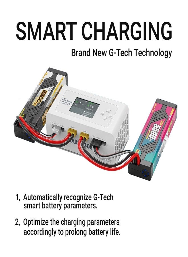 Alaohu Gens Ace IMARS D300 Smart Balance Charger Dual Channel AC 300W / DC 700W (350W*2) 16A for RC 1~6S Charging (White) - Image 3