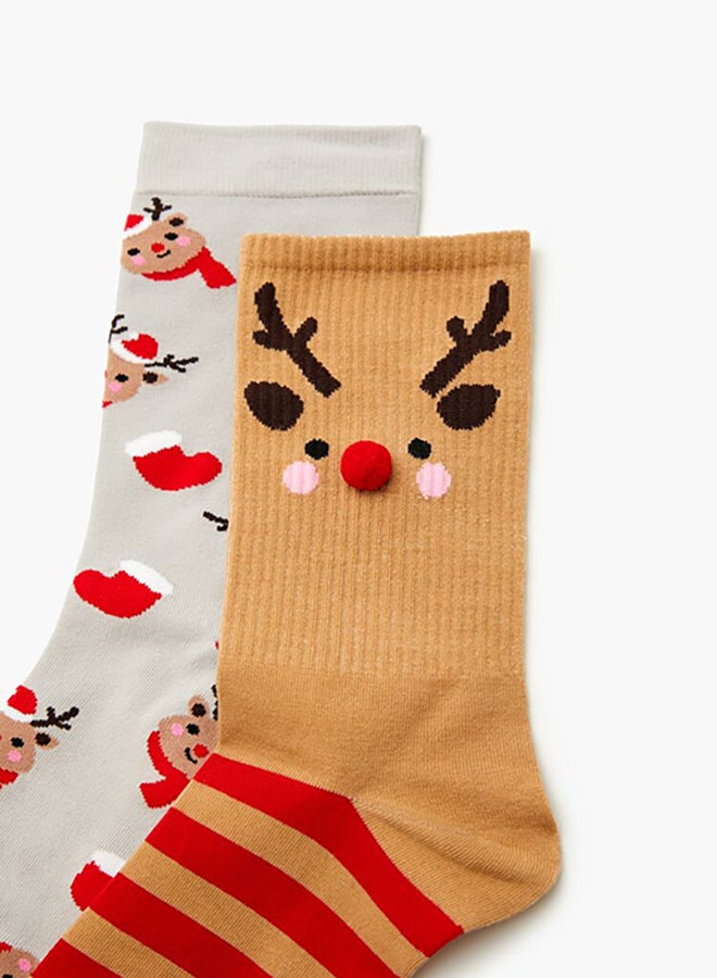 FOREVER 21 Reindeer Pom Pom Crew Socks - 2 pack  - Image 3