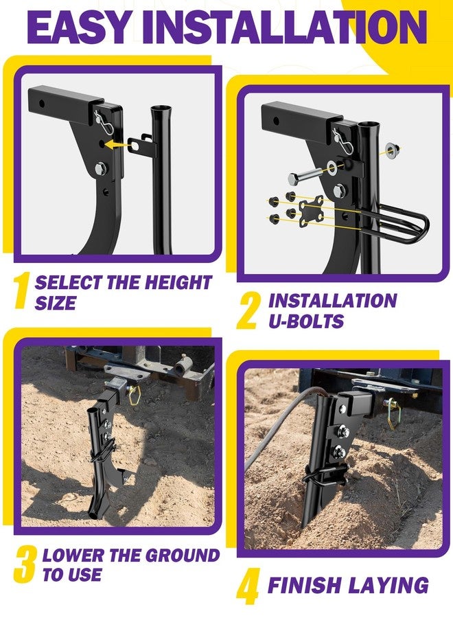 HOWBOW Pipe Layer Attachment Fits Hitch Mounted Ripper Shank Plow, Flexible Pipe Layer Fits Any 3-Point Ripper Hitch Lawn Subsoiler for ATV UTV Tractor, Updated Light Duty Max Dia 1.18" with 2pcs U-Bolts - Image 5