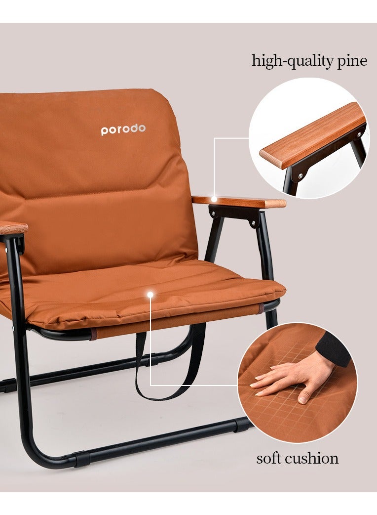 بورودو كرسي تخييم قابل للطي بسعة تحميل 150 كجم / هيكل من الألومنيوم / قماش أكسفورد 600D / مادة خشب الزان - بني - Image 2