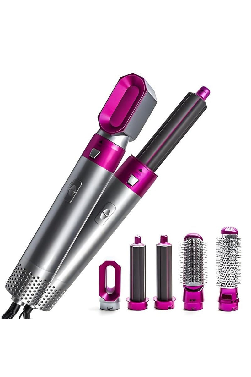 Adando 5-in-1 Hot Air Hair Dryer and Curler Tool Set, Multi-Function Hair Styler for Blow dry/straight/curly/inward curl/fluffy, Hot Air Comb Automatic hair suction with five replacement comb heads - Image 1