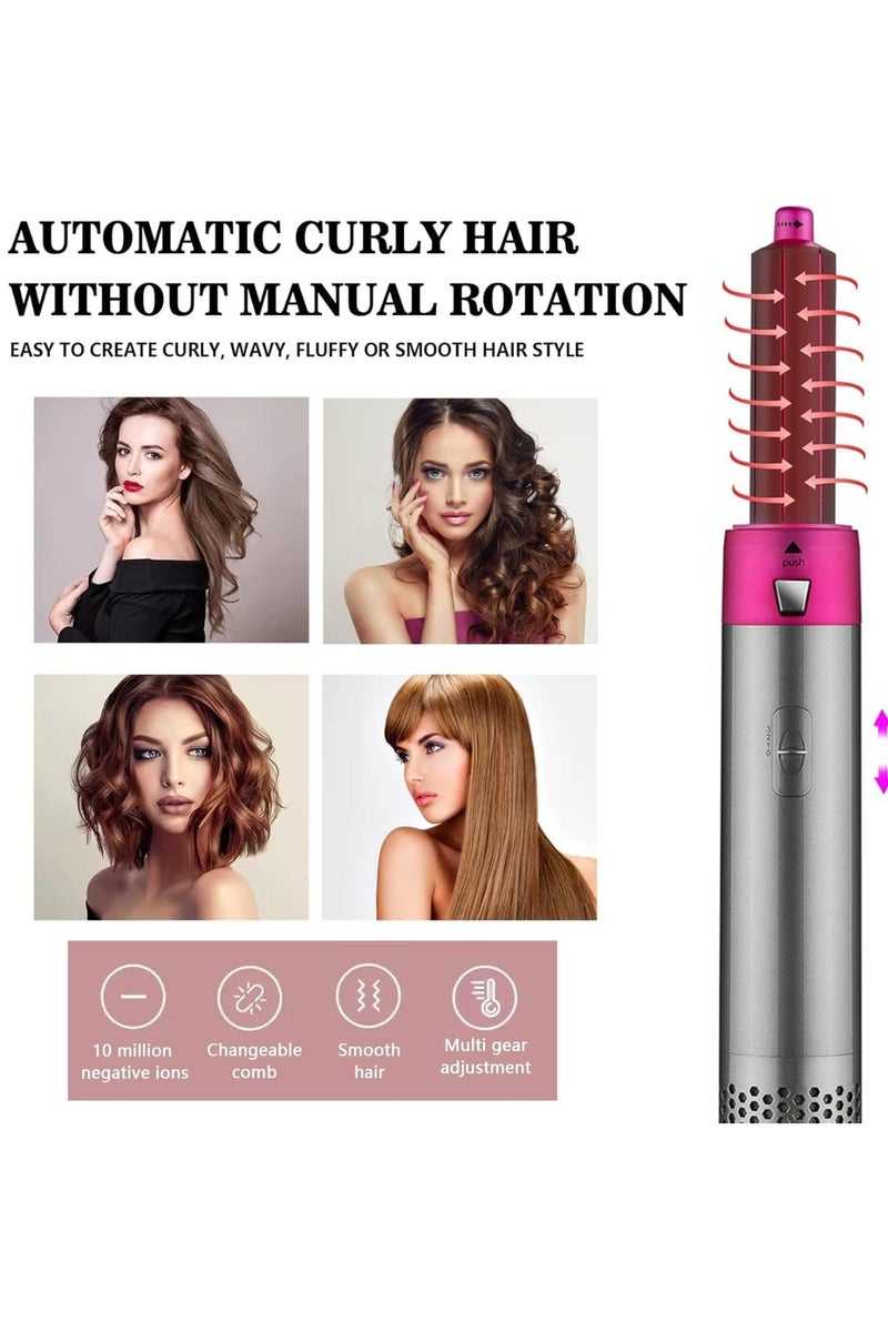 Adando 5-in-1 Hot Air Hair Dryer and Curler Tool Set, Multi-Function Hair Styler for Blow dry/straight/curly/inward curl/fluffy, Hot Air Comb Automatic hair suction with five replacement comb heads - Image 2