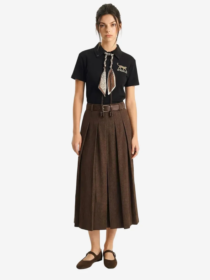 Bianco Lucci Black LUCCI Embroidered Text Print Polo Shirt for Women | Best Price UAE