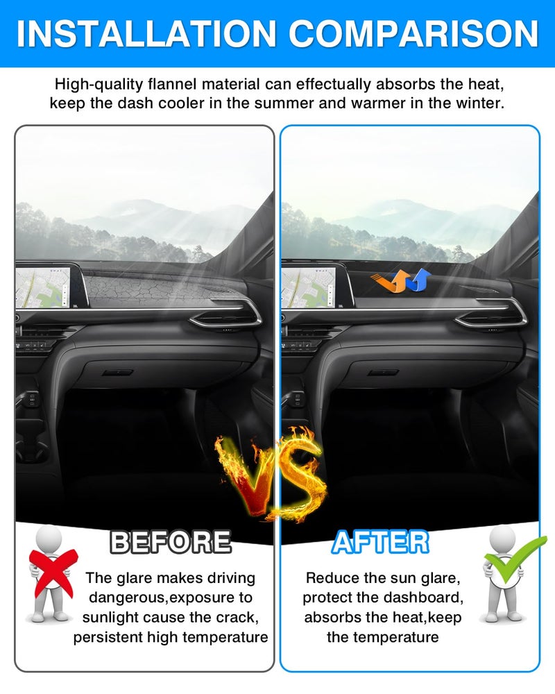 Autorder Dashboard Cover Mat Fit for 2023 2024 2025 2026 Toyota Crown Accessories Dash Cover Flannel Dash Mat Sunshade Glare UV Rays Protector - Image 3