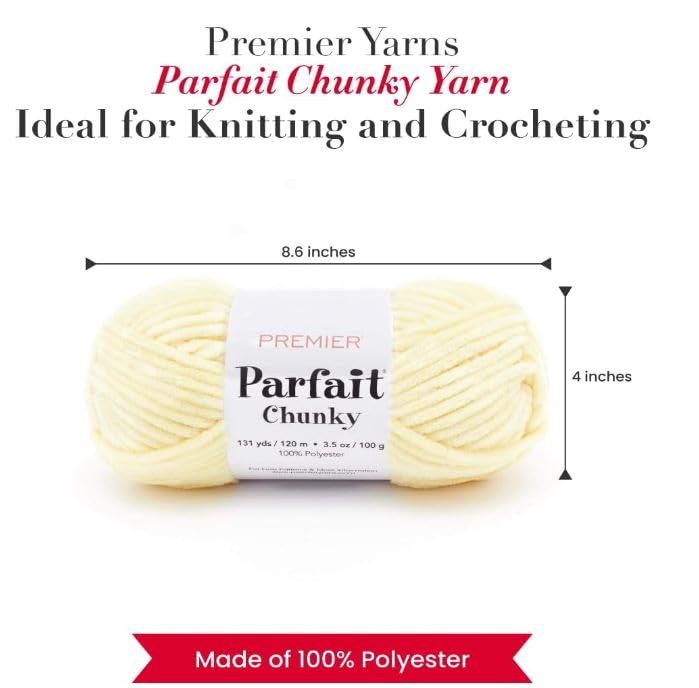 Bella's Crafts Premier Yarns Parfait Chunky Chenille Yarn 3.5 Oz 6 Super Bulky Weight 3 Pack Bundle with Bella's Crafts Stitch Markers (Yellow) - Image 2