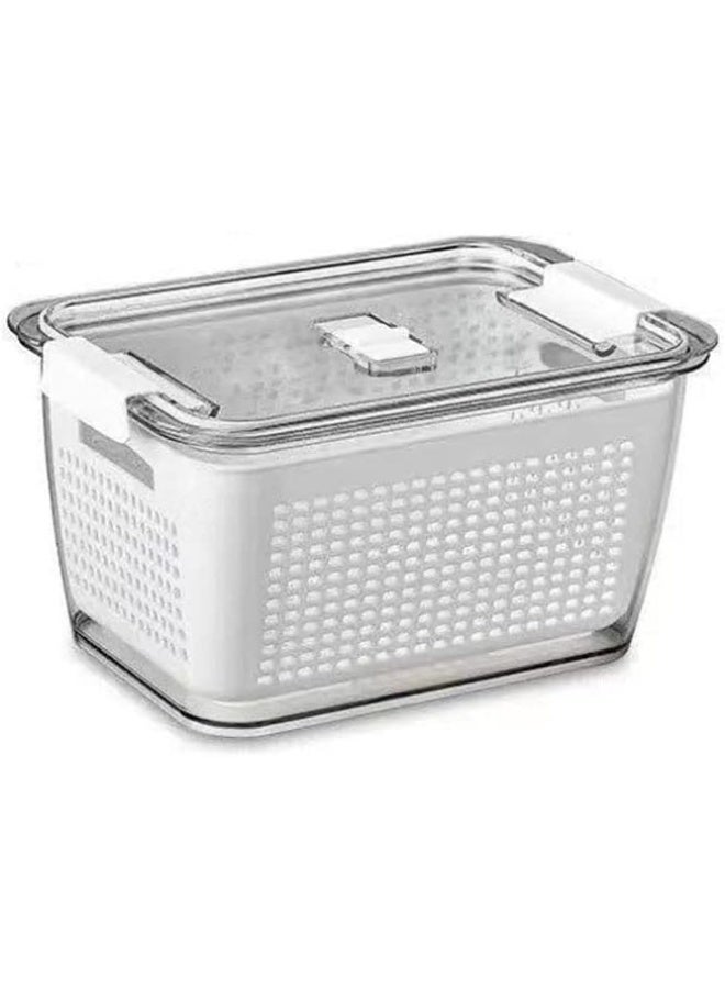 علبة تخزين وتنظيم الخضروات والفواكه متعددة الوظائف مع غطاء محكم وسلة تصفية داخلية - Image 3