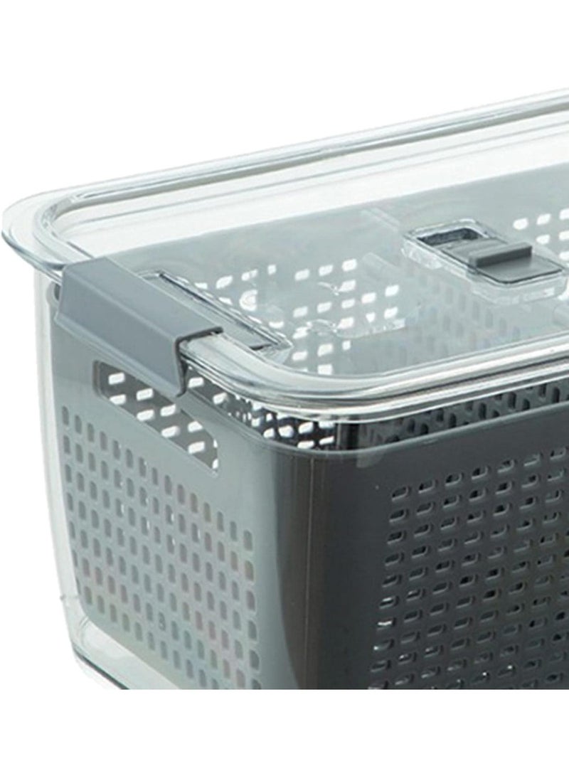 علبة تخزين وتنظيم الخضروات والفواكه متعددة الوظائف مع غطاء محكم وسلة تصفية داخلية - Image 4