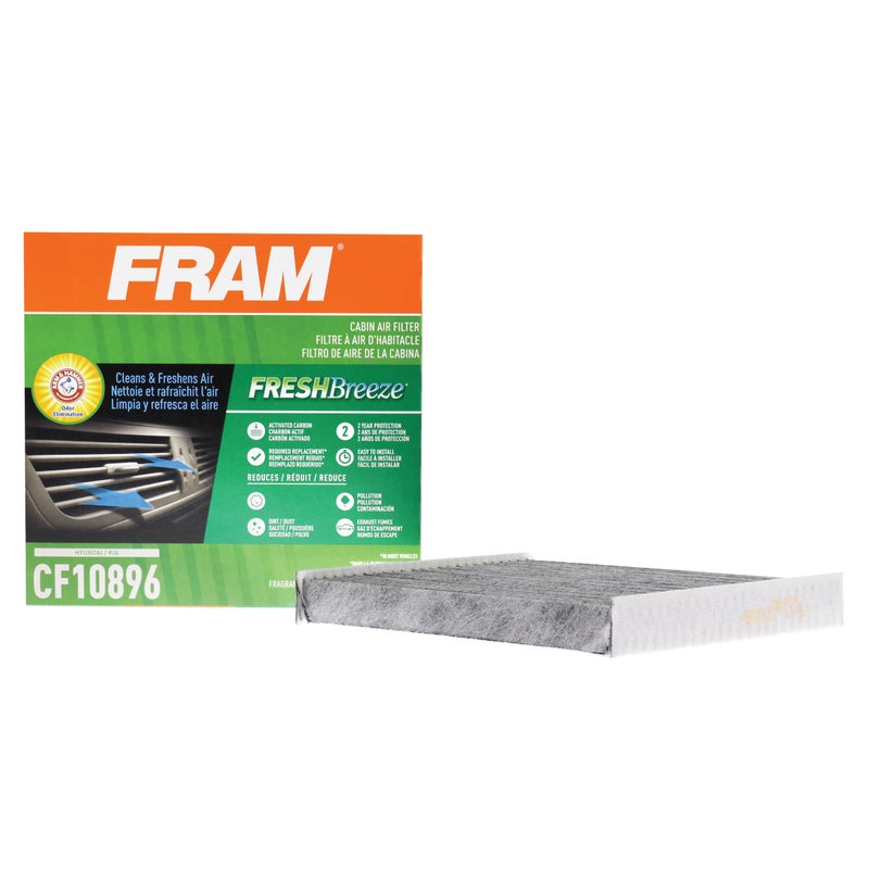 FRAM Fresh Breeze Cabin Air Filter Replacement for Car Passenger Compartment w Arm and Hammer Baking Soda Easy Install CF10896 for Hyundai Kia Vehicles
