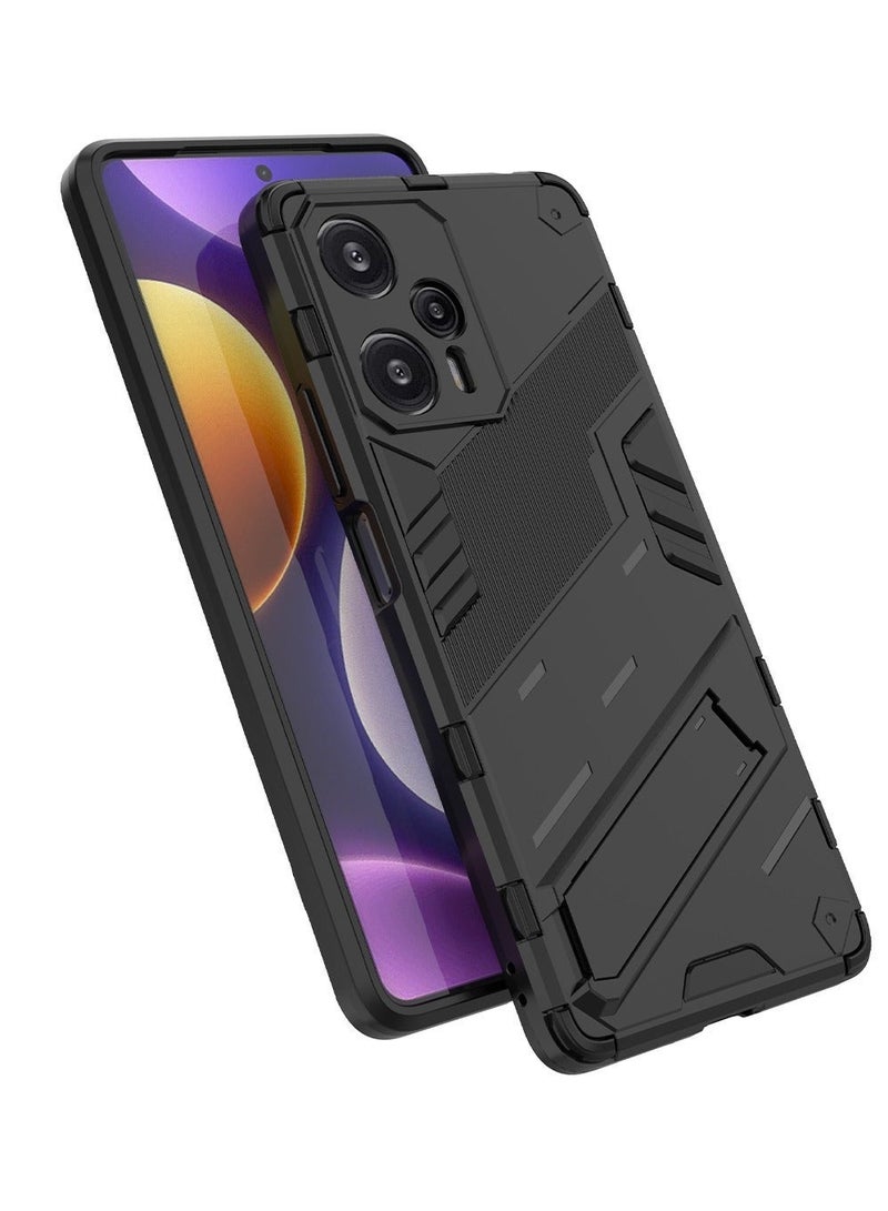 TEAM LUXURY Xiaomi Poco F5/Redmi NOTE12TURBO 5G Mobile Case Cover with Hybrid Heavy Duty Protection Shockproof Back Cover with Anti-Fingerprint Anti-Scratch Protector with Defender Kickstand Free Hand Watching TV - Image 4