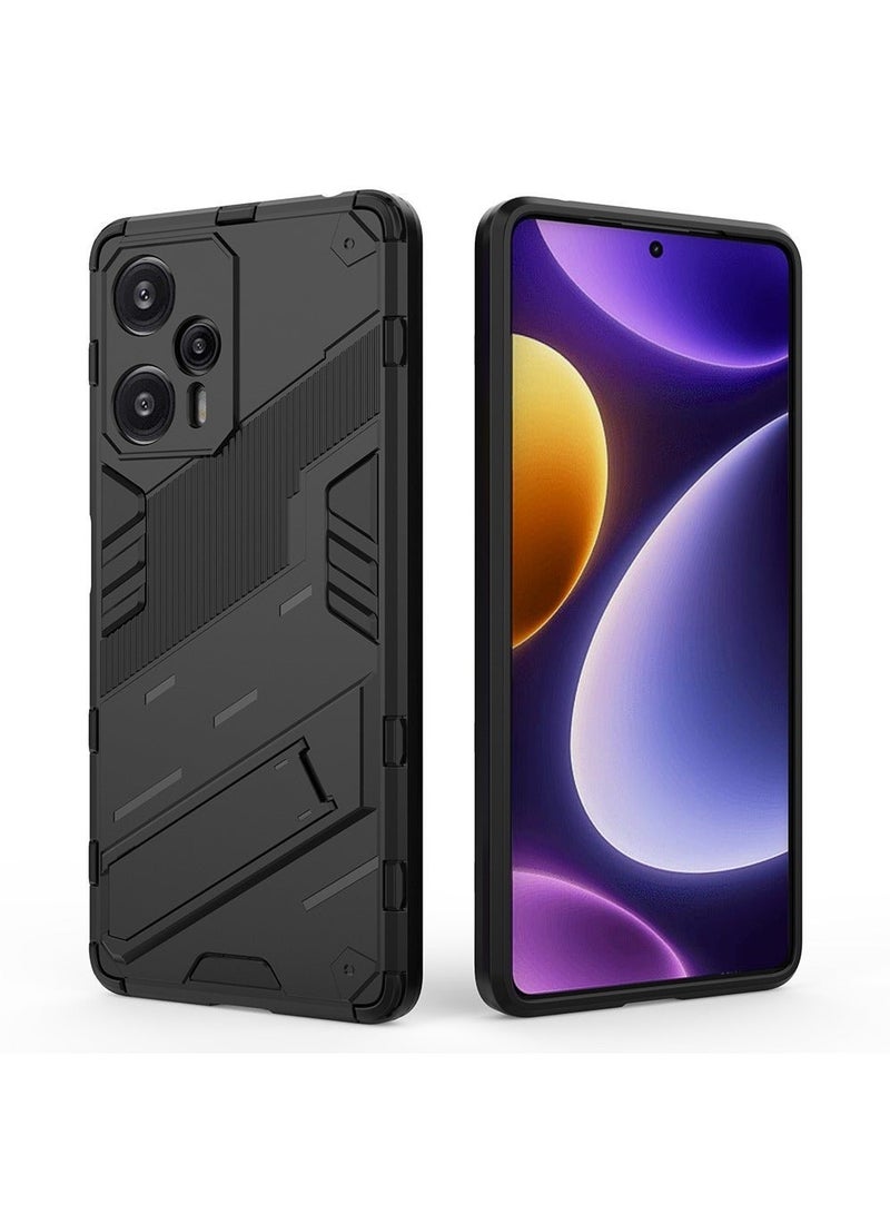 TEAM LUXURY Xiaomi Poco F5/Redmi NOTE12TURBO 5G Mobile Case Cover with Hybrid Heavy Duty Protection Shockproof Back Cover with Anti-Fingerprint Anti-Scratch Protector with Defender Kickstand Free Hand Watching TV - Image 3
