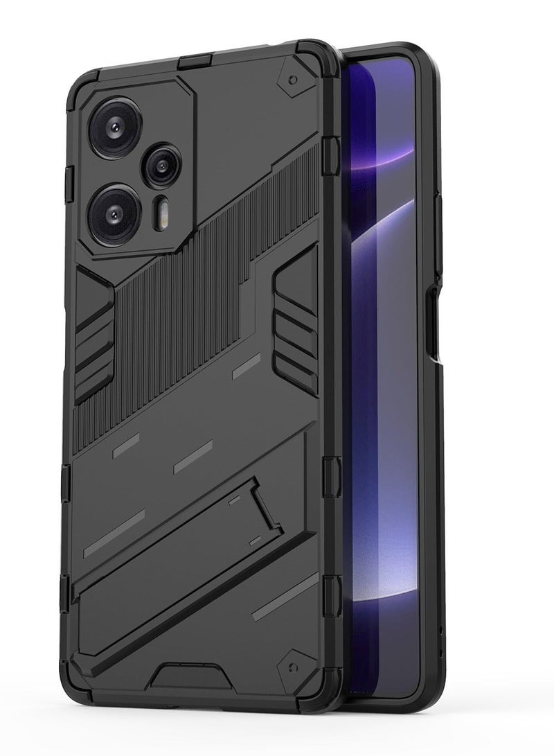 TEAM LUXURY Xiaomi Poco F5/Redmi NOTE12TURBO 5G Mobile Case Cover with Hybrid Heavy Duty Protection Shockproof Back Cover with Anti-Fingerprint Anti-Scratch Protector with Defender Kickstand Free Hand Watching TV - Image 1
