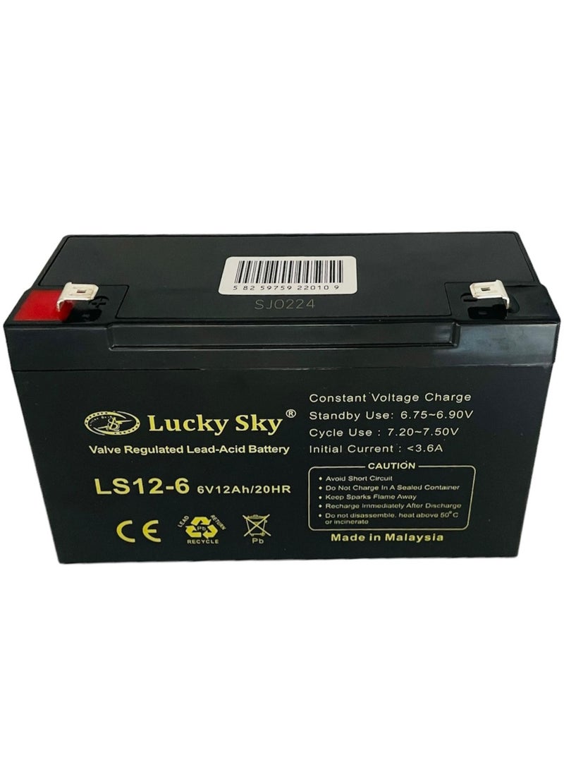 Lucky Sky 6V 12Ah High-Performance Rechargeable Sealed Lead Acid Battery is a reliable and long-lasting power source for a wide range of applications. - Image 3