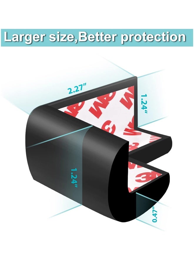واقي الركن الناعم واقيات الركن والحافة، مصد أثاث الرغوة المطاطية المزودة بشريط أمان مسبق للحرارة، والطاولة، والدرج، والخزانة، والمواد اللاصقة 3M المزودة بشريط مسبق (12 عبوة سوداء) - Image 3