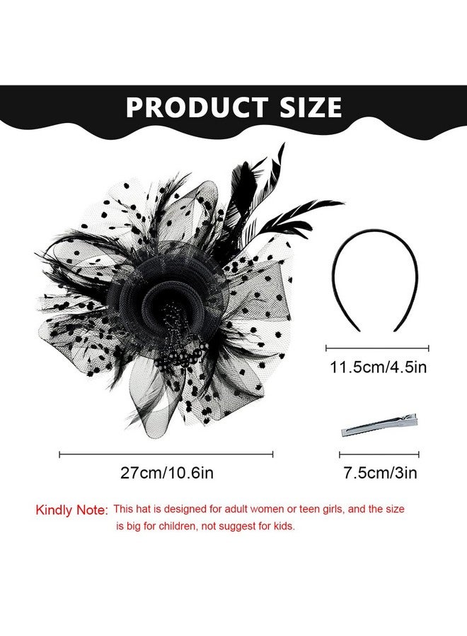 PALAY¬Æ Black Fascinator Hats for Women Flower Mesh Feathers Headband Cocktail Tea Party Headwear Vintage Ladies Hair Clip Fascinators - Image 2