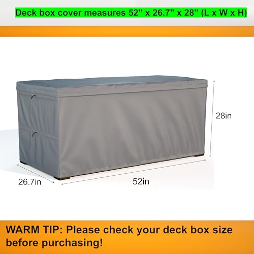 DORAHUA Deck Box Cover Outdoor Storage Box Cover 130 Gallon Heavy Duty 600D Oxford Cloth Water And Dust Resistant Size 52 x267 x 28 Inches Fits Most Patio Box - Image 3