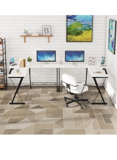 KASINDA Kasinda L-Shaped Computer Desk, Come's With Lighting Mouse Gift, Home Office Corner Table with Monitor Stand, Space-Saving, Easy Assembly (White)  - Image 5
