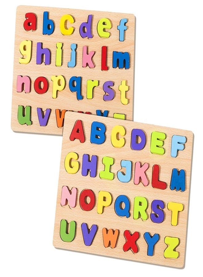 Authfort Wooden Alphabet Puzzle for Toddlers, Lowercase and Uppercase Letters, Alphabet Puzzles for Preschool Boys and Girls (Multicolor) - Image 1