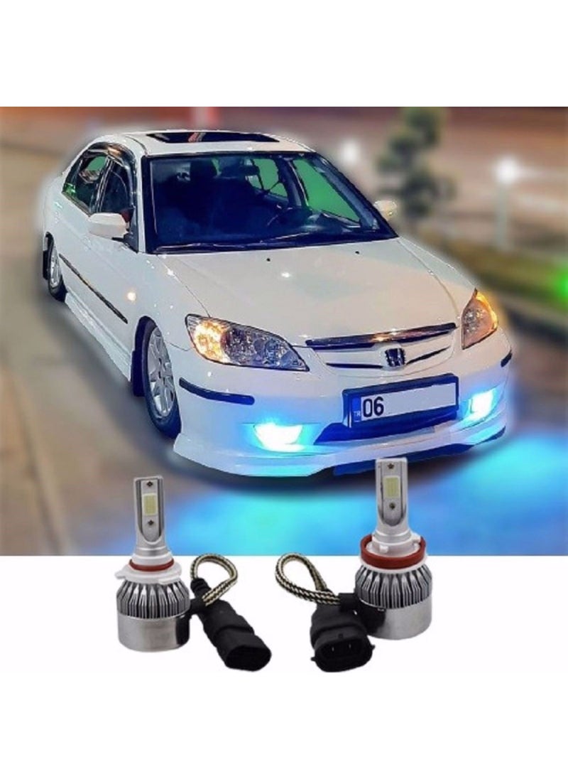 Erlight X مصباح ضباب LED أزرق جليدي متوافق مع هوندا سيفيك Vtec H11  - Image 5