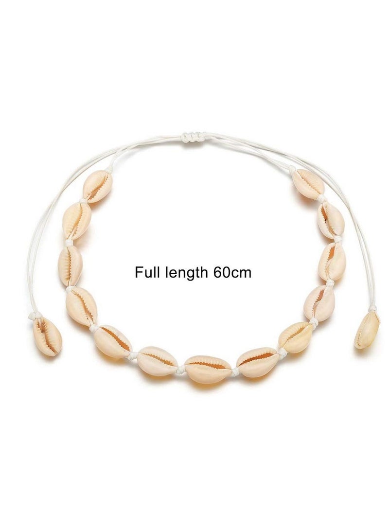 KASTWAVE 2 Piece Shell Necklace Bracelet, Beaded Sea Shell Set Beach Party Jewelry Women Men'S Jewelry Natural Shell Earrings - Image 4