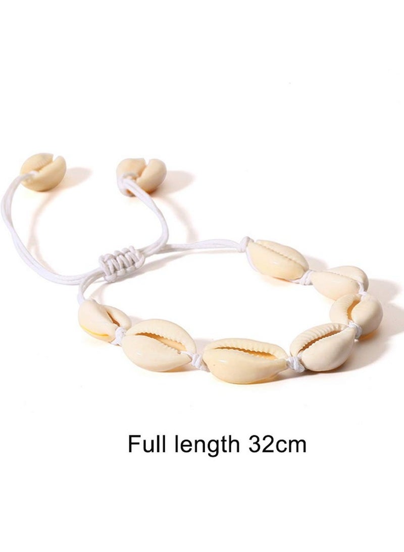 KASTWAVE 2 Piece Shell Necklace Bracelet, Beaded Sea Shell Set Beach Party Jewelry Women Men'S Jewelry Natural Shell Earrings - Image 5