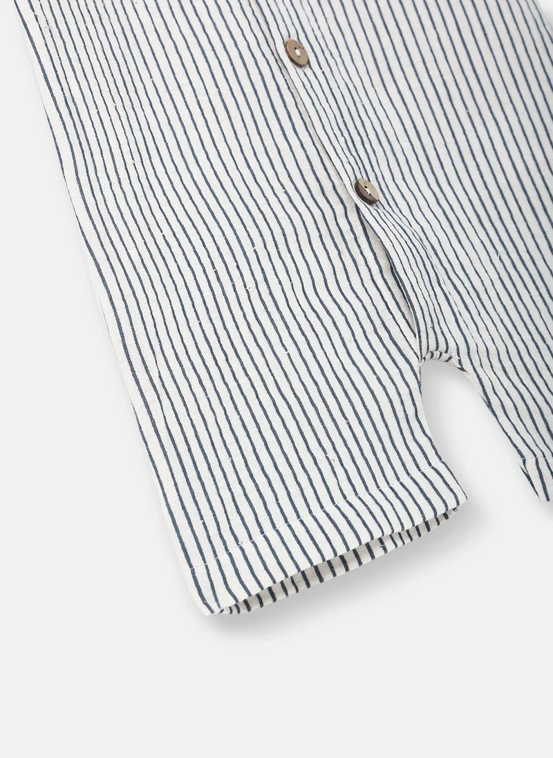 Nautinati Boys’ Striped Romper | Bow at Placket |Collar Neck Romper for 0-2 Years