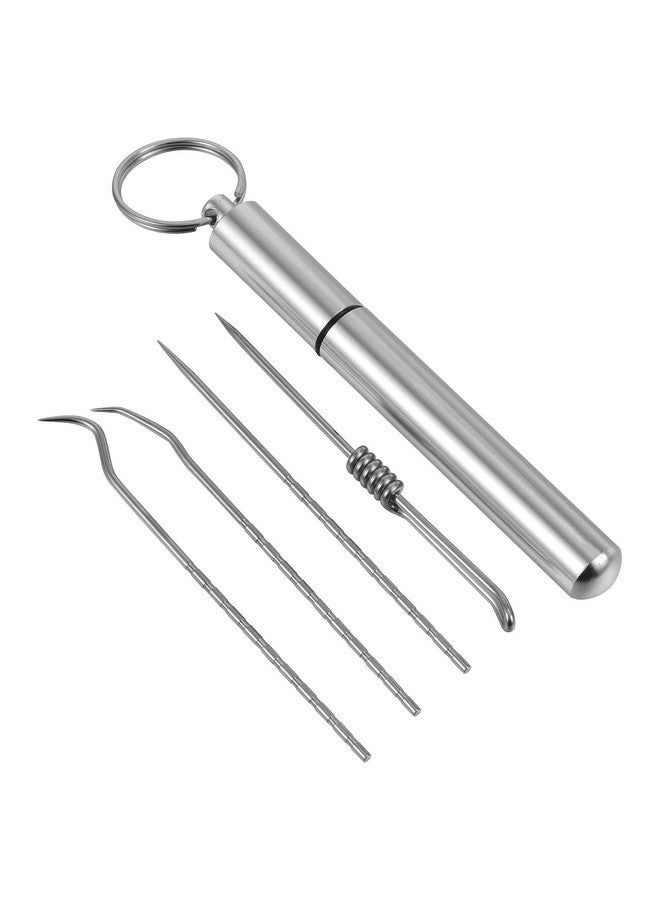 HEALLILY 1 Set/ 4pcs Portable Toothpick Set Stainless Steel Toothpick Flossing Tool Brand and New - Image 2