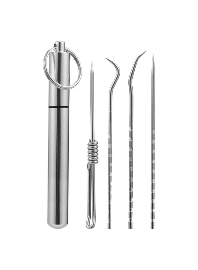 HEALLILY 1 Set/ 4pcs Portable Toothpick Set Stainless Steel Toothpick Flossing Tool Brand and New - Image 1